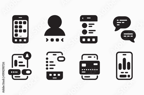 Black Mobile App Interface Icons