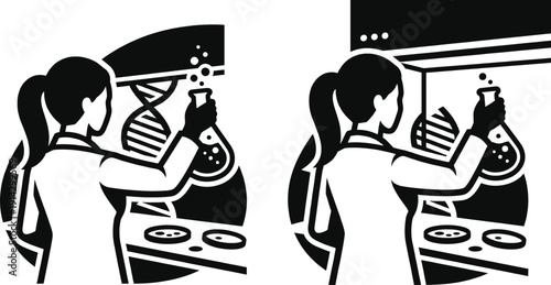 Scientist women in biotechnology laboratory vector
