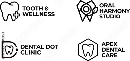 Dental logo template for minimalist clinic vector