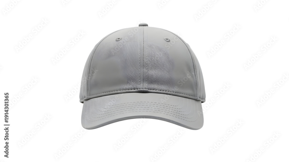 Fototapeta premium Gray baseball cap with embroidered logo isolated on transparent background