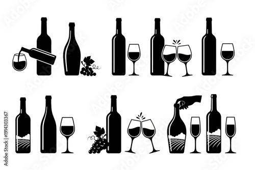 Celebrating Moments with Fine Drinks in a Cozy Setting, Vector Illustration, Elegant Design
