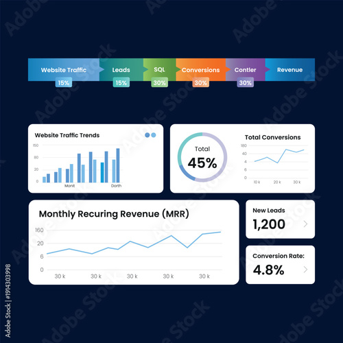 SaaS Marketing Funnel Dashboard Analytics Infographic