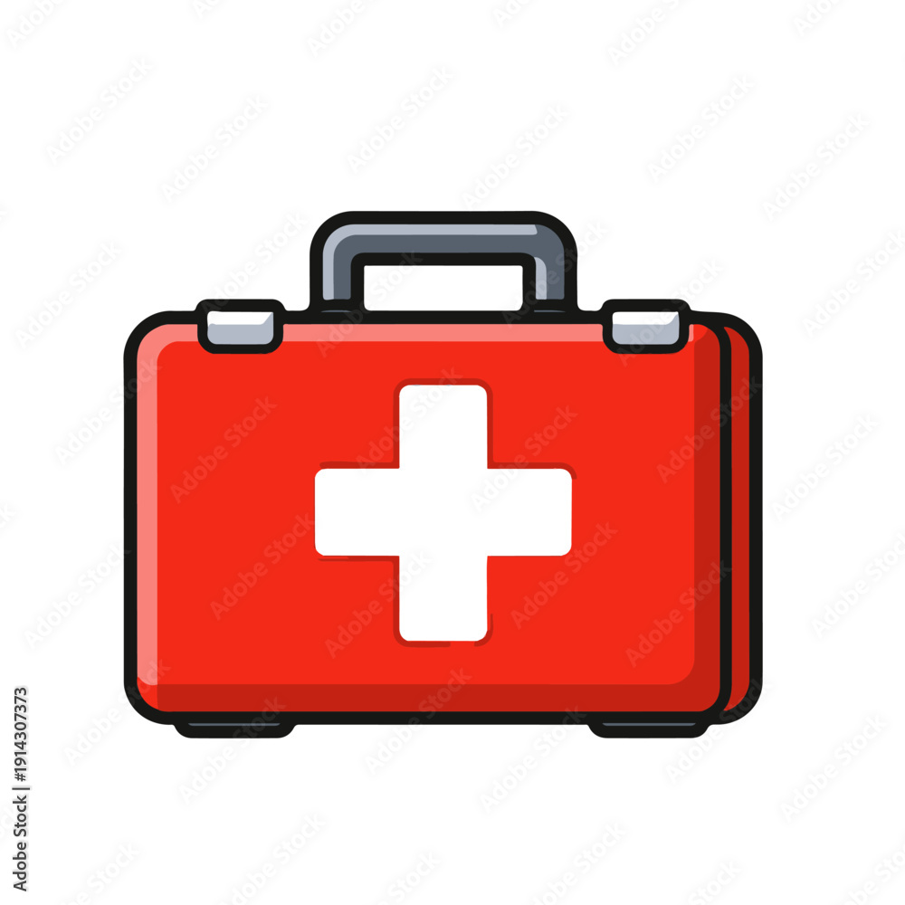 Obraz premium first aid kit 3D icon vector on a white background Vector color 3D icon on a white background