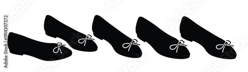 Minimalist Ballet Flats SVG Bundle – 5 Elegant Slip-On Shoe Silhouettes with Bow Detail for Boutique Logos and Cricut Crafts