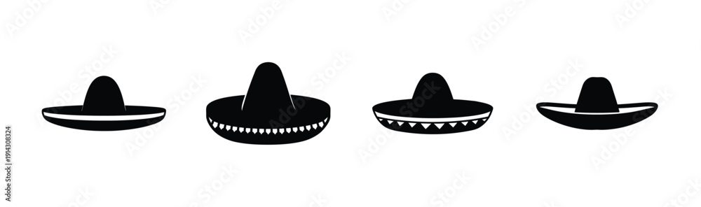 © ROKON - Four variations of a simple line drawing of a sombrero Vector, illustration © ROKON - Four variations of a simple line drawing of a sombrero Vector, illustration
