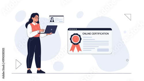 Online Certification and E-learning Education Concept