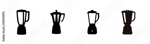 Four different types of kitchen blenders and mixers lined up Vector, illustration