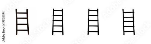 Four variations of wooden ladders shown in a side by side comparison Vector, illustration