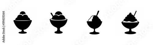 Four variations of a stylized black and white bowling pin design Vector, illustration