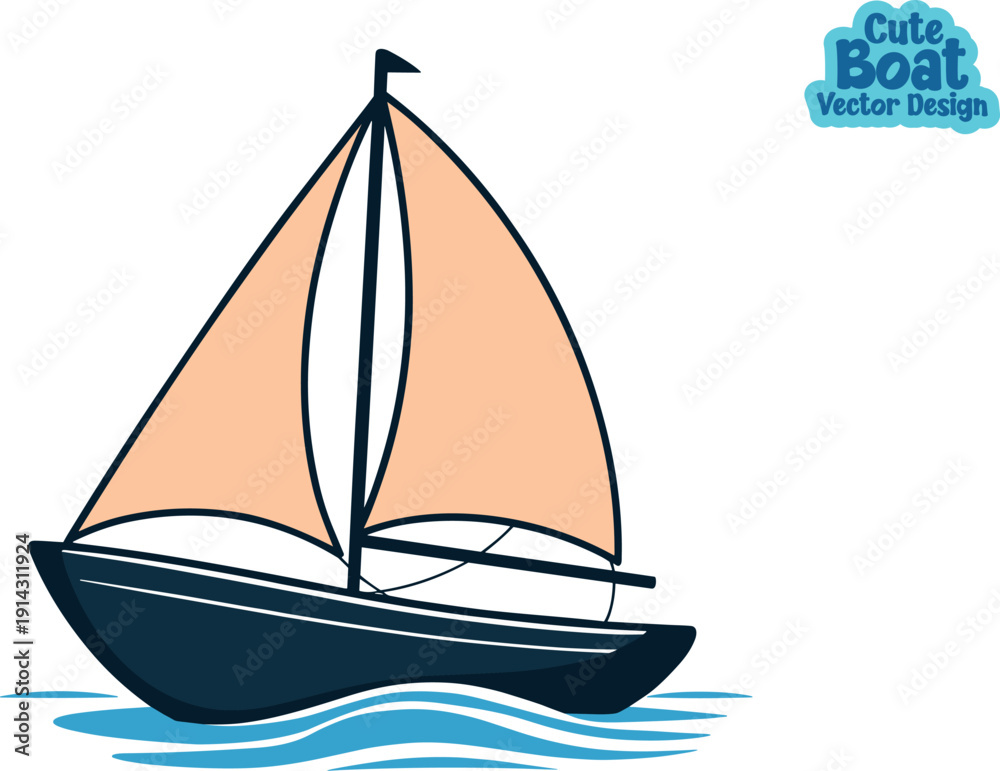 Fototapeta premium sailboat, boat, sailing vector illustration, boat on the sea, sailing boat on white background