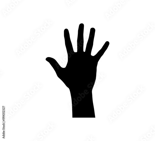 Creepy silhouette of a zombie hand reaching upward on white background