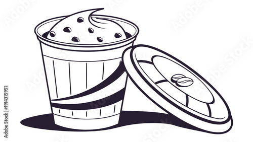 Delicious iced coffee drink with whipped cream and coffee beans