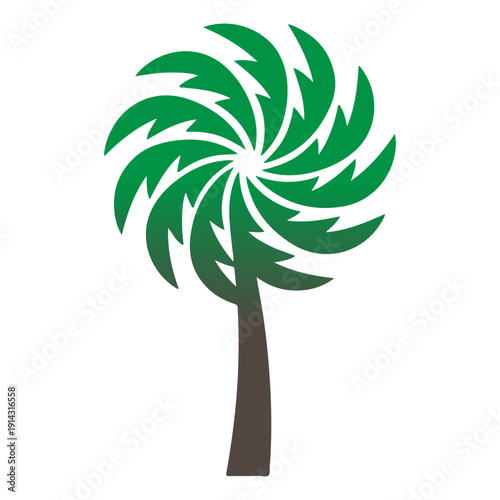 Tropical Palm Tree Vector Illustration, Summer Beach Palm Silhouette, Exotic Island Coconut Tree Clipart, Nature Vacation Logo Design, Minimal Palm Tree Icon Isolated on White Background