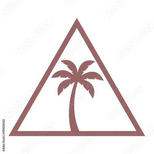 Tropical Palm Tree Vector Illustration, Summer Beach Palm Silhouette, Exotic Island Coconut Tree Clipart, Nature Vacation Logo Design, Minimal Palm Tree Icon Isolated on White Background