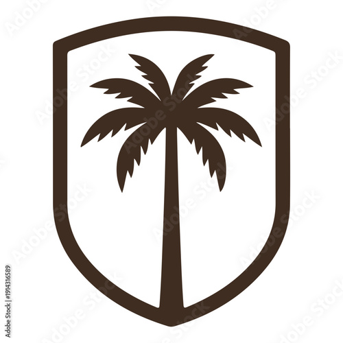 Tropical Palm Tree Vector Illustration, Summer Beach Palm Silhouette, Exotic Island Coconut Tree Clipart, Nature Vacation Logo Design, Minimal Palm Tree Icon Isolated on White Background