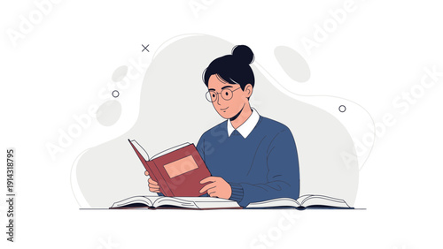 Young woman reading a book, studying, education, knowledge, learning, literature