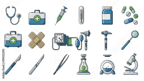 Western Doctor Kit Icons | 18 Vector Medical Icons