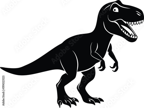 Stylized Tyrannosaurus Rex Duo Vector Art Large and Small T Rex Silhouettes in Action Pose Flat Minimal Dinosaur Illustration on White Background
