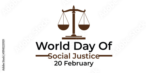 World Day of Social Justice Background 20 February featuring a raised fist holding scales.