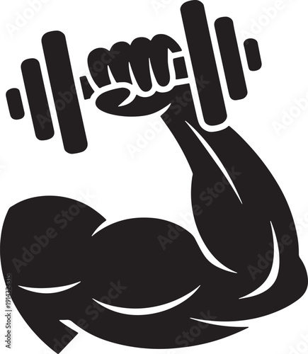 Bicep Curl Silhouette with Dumbbell for Gym Logo Design