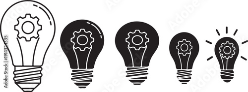  Innovative light bulb icons with gear designs for business concepts
