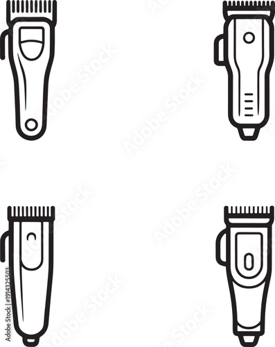 Outline Icons of Modern Hair Clippers icon set