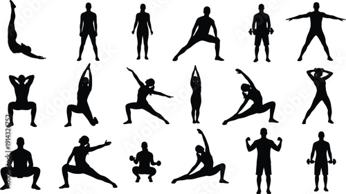Yoga poses silhouette collection for fitness and wellness