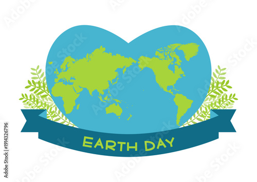 アースデーのイラスト ハートの世界地図