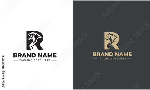 Lion Negative Space Design with Letter R | Creative Concept with Editable Vector File