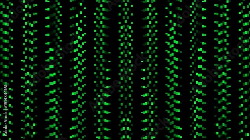 Seamless green pixelated data stream motion Futuristic geometric abstract VJ Loop background for techbusiness use