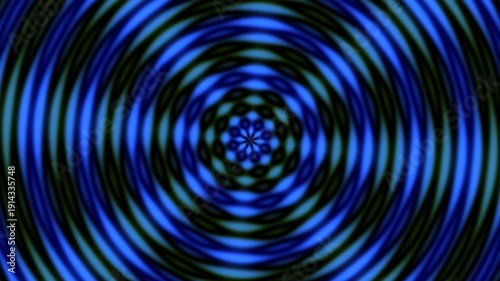 Hypnotic blue glowing concentric rings expanding and spinning in a mesmerizing pattern Seamless VJ Loop background