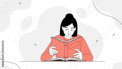 Young Woman Reading Book, Education, Knowledge, Learning, Study, Lifestyle