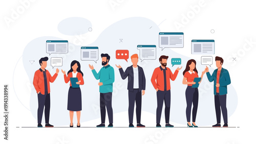 Diverse group of people communicating and sharing ideas online