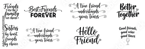 Friendship Quotes Lettering Set – Handwritten Typography Designs