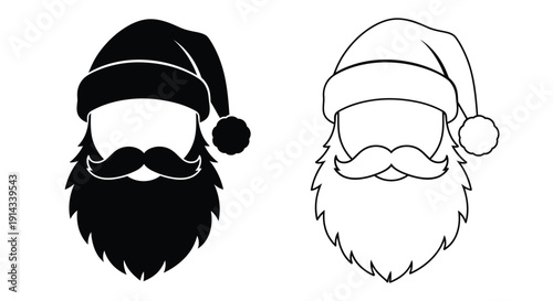 Two santa claus faces one dark one outlined a striking silhouette