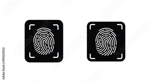 Two black squares with fingerprint designs a striking silhouette