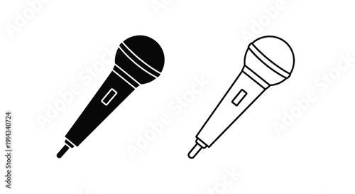 Two microphones displayed in contrasting black and white a bold silhouette