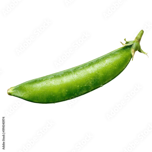 Fresh Green Snap Pea Isolated on White Background for Culinary Use