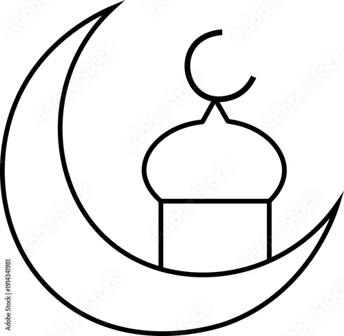 vector illustration of a mosque in a white background Minimalist crescent moon and mosque lantern icon Vector Ramadan Kareem mosque silhouette with crescent moon Islamic symbolism with mosque
