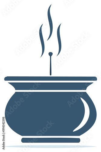 Incense Burner With Smoking Flames and Burning Matchstick