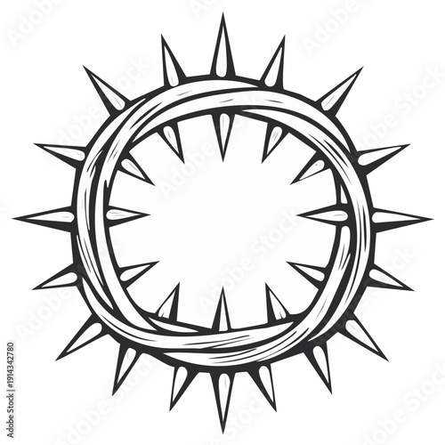 Intricate crown of thorns illustration conveying suffering, sacrifice, and religious significance in symbolic representation