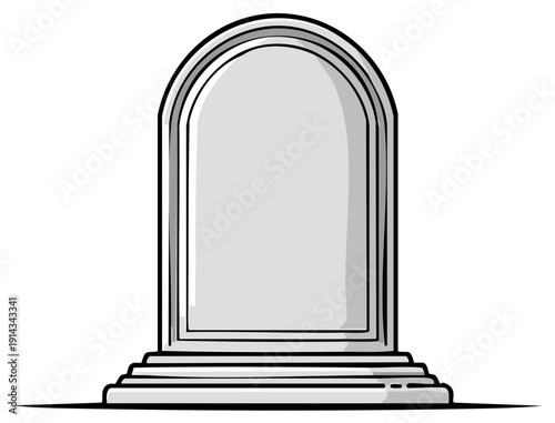 Cartoon tombstone illustration, blank grave marker with space for epitaph or memorial message.