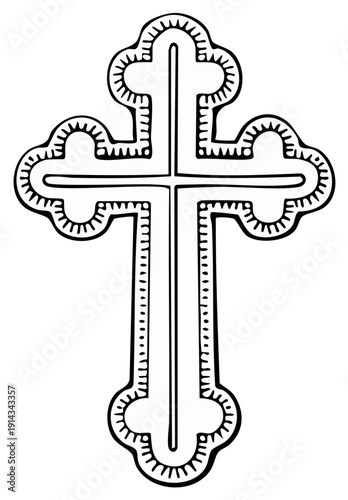 Ornate Cross Illustration Religious Symbol Hand Drawn Style