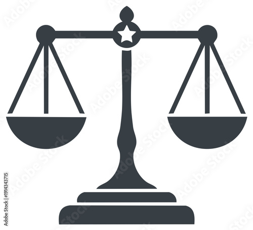Simple flat vector icon of scales of justice for law court and legal system