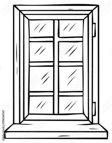 Hand Drawn Open Window Frame Simple Illustration