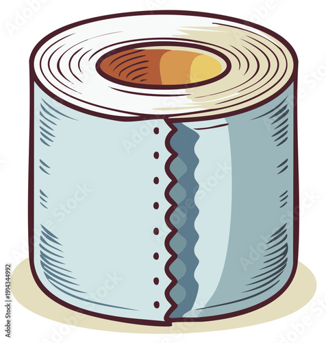 Illustration of a Toilet Paper Roll: Bathroom Tissue Paper for Hygiene and Home Use