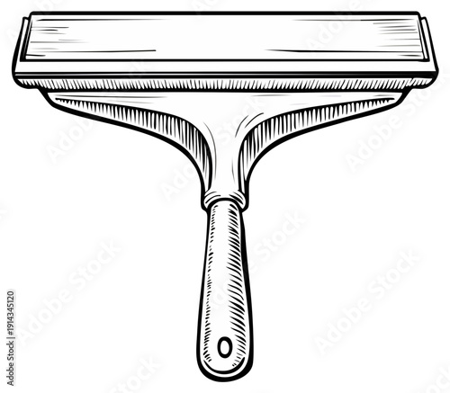 Vintage window squeegee tool illustration in a classic hand drawn style