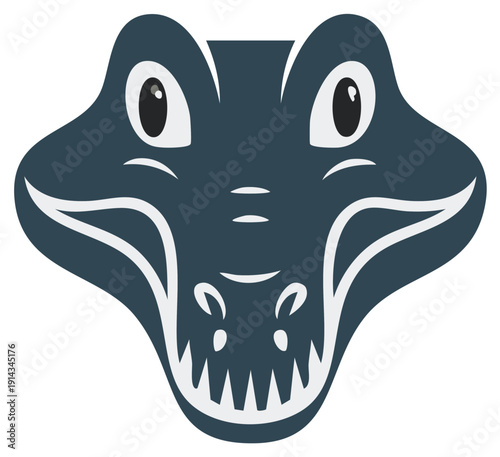 Cartoon alligator head illustration, smiling, animal, reptile, cartoonish character