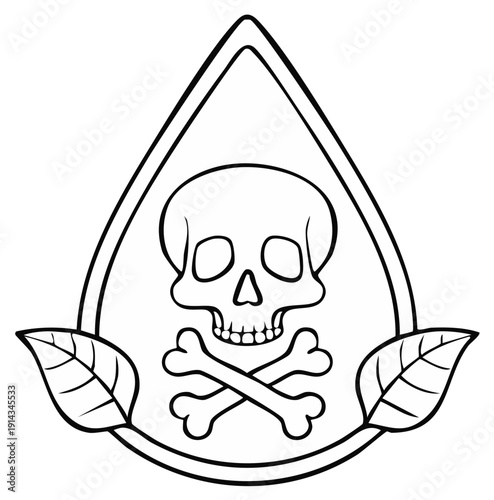 Skull and Crossbones with Leaves Emblem