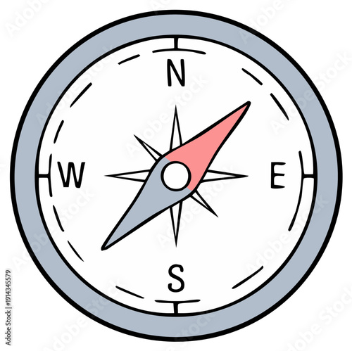 Free Download Illustration of a cartoon compass rose with North, East, South, and West directions. - GFXLoad